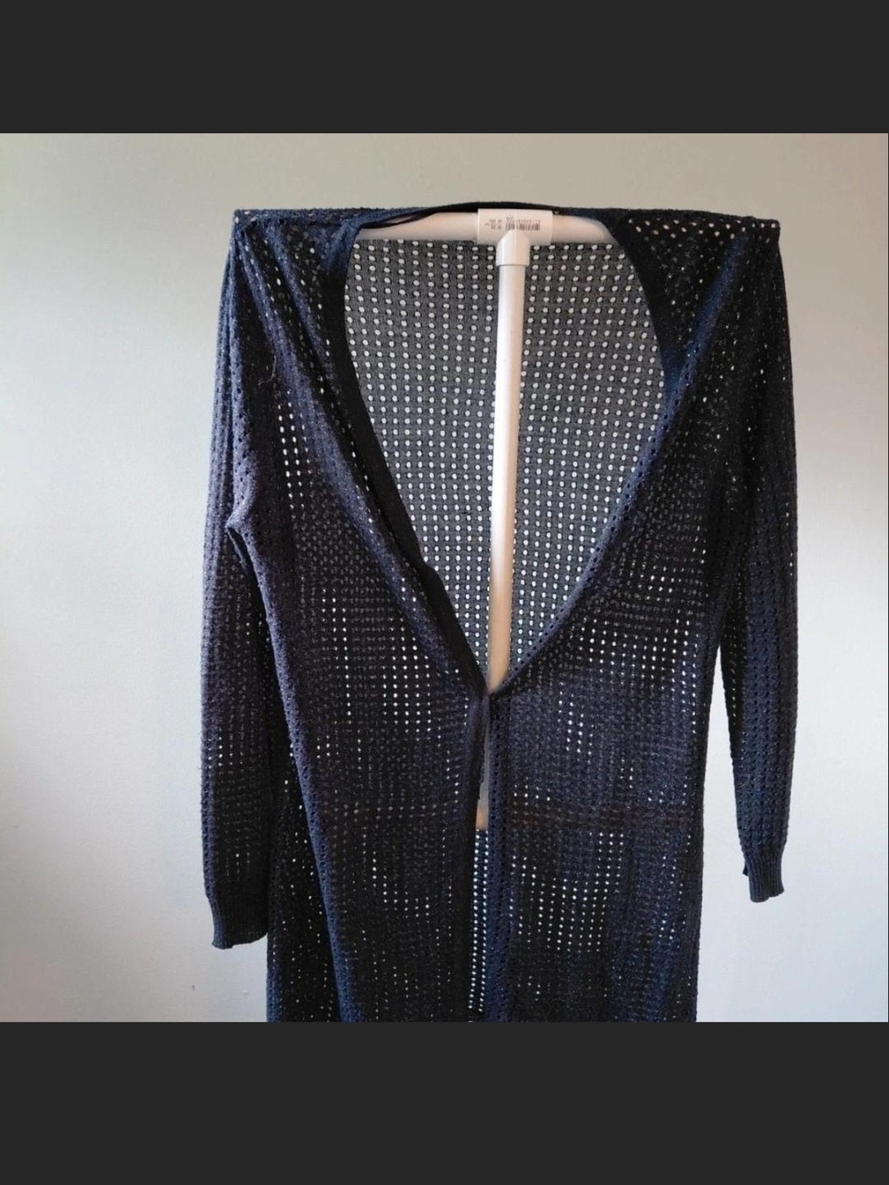 Open-Weave Longline Cardigan - Navy